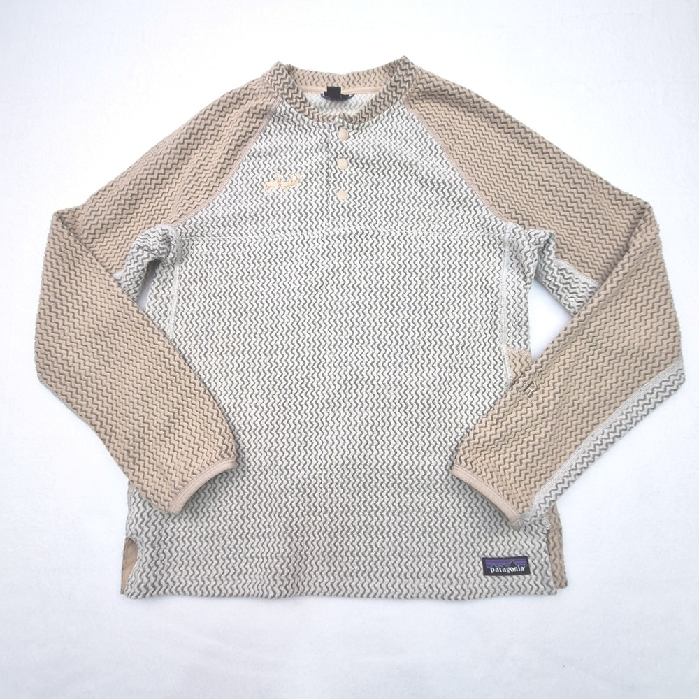 Patagonia R1 Air Henley Pullover Womens Small Beige Zigzag Technical Fleece